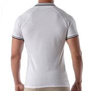 TOF-PARIS Cotton Polo Shirt Patriot Reglan Ribbed Sleeve Slim Fit White 96