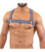 TOF PARIS Elastic Harness Jaquard H and X Form For a Manly Style Blue Jeans