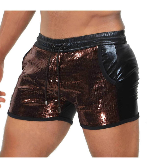 TOF PARIS Fashion Shorts Copper Glittery Shiny Rear Pockets Slim Fit