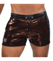 TOF PARIS Fashion Shorts Copper Glittery Shiny Rear Pockets Slim Fit