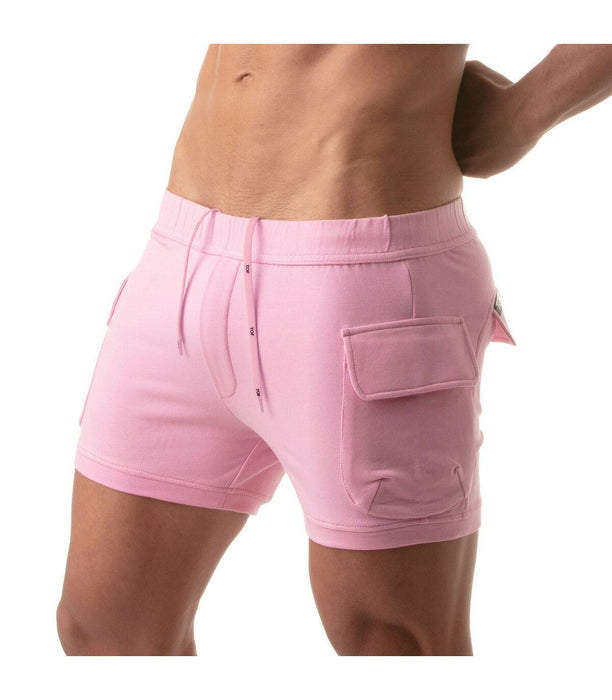 TOF PARIS Fitted Shorts Cargo Low-Waist Cotton Short Interior Drawstring Pink 4