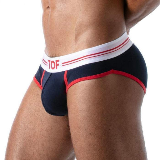 TOF PARIS French Briefs Low-Waist Contrasting Bands Navy Blue 43