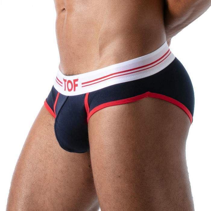 TOF PARIS French Briefs Low-Waist Contrasting Bands Navy Blue 43
