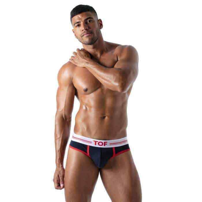 TOF PARIS French Briefs Low-Waist Contrasting Bands Navy Blue 43