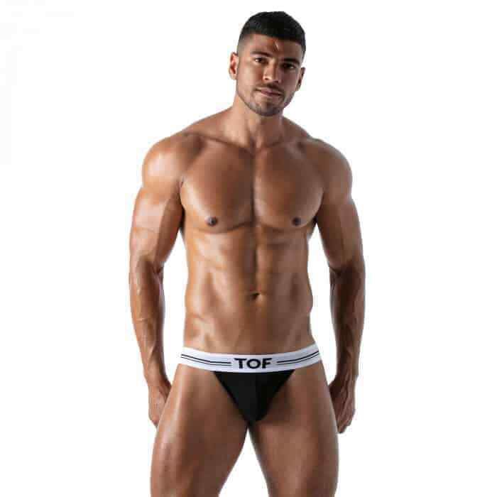 TOF PARIS French Jock Bi-Stretch With Lined Pouch Cotton Jersey Black
