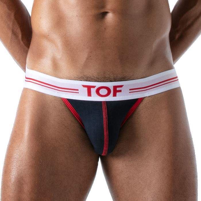 TOF PARIS French Jock Bi-Stretch With Lined Pouch Cotton Jersey Navy Jockstrap