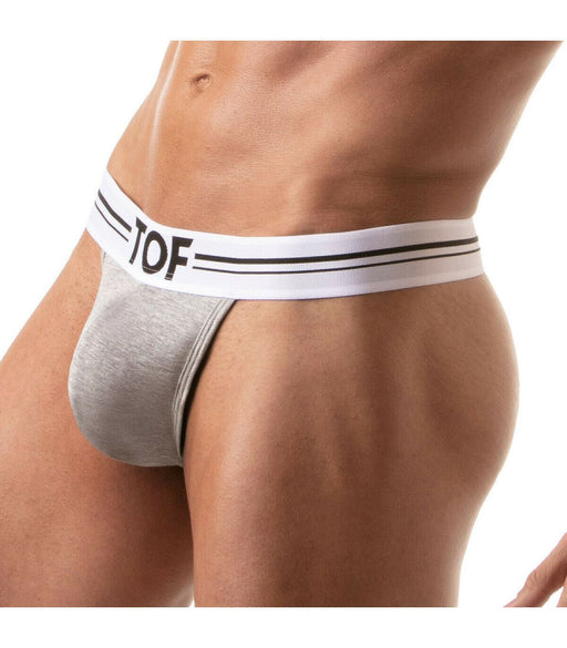 TOF PARIS French Thong Deep Lined Stretch Cotton Jersey Heather-Grey 4