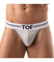 TOF PARIS French Thong Deep Lined Stretch Cotton Jersey Heather-Grey 4