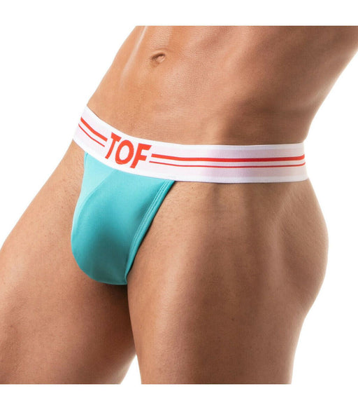 TOF PARIS French Thong Deep Lined Stretch Cotton Thongs Jersey Turquoise 4