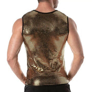 TOF PARIS Glitter Form - Fitting Tank Top Fashion Sequin Gold 152