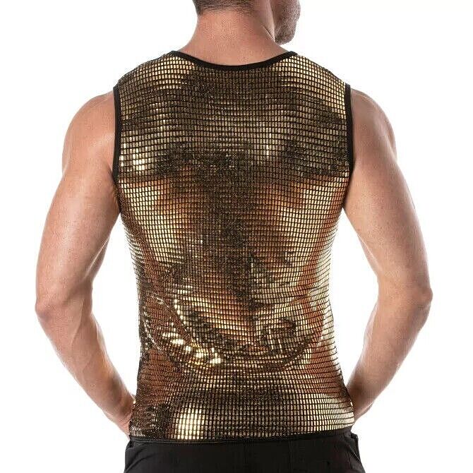 TOF PARIS Glitter Form - Fitting Tank Top Fashion Sequin Gold 152