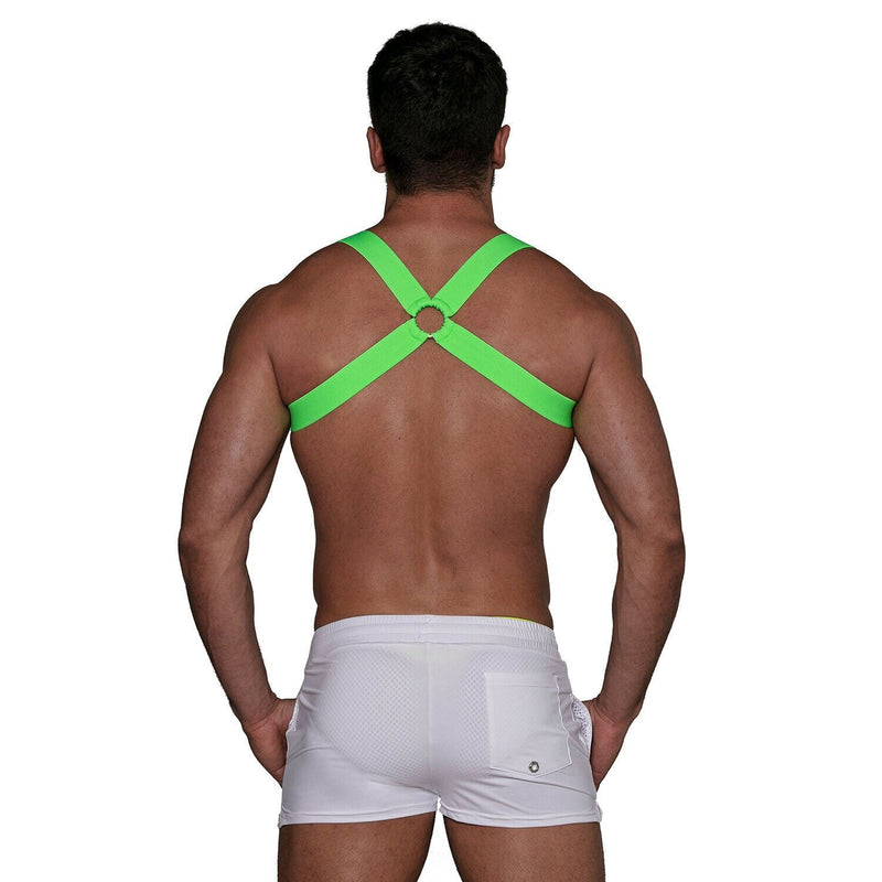 TOF PARIS H-Shaped Elastic Harness With Back-Zamac Buckle Neon Green
