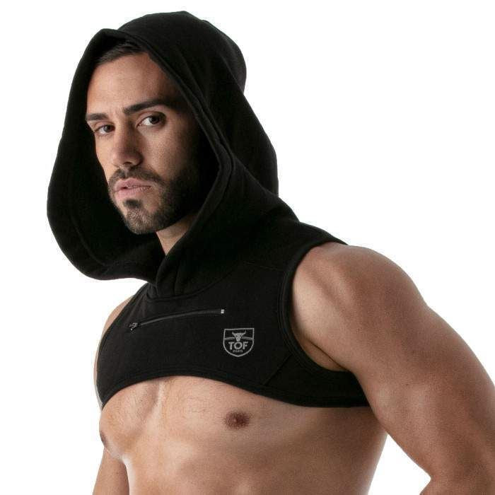 TOF PARIS Harness Hoodies Soft Deep Zip Pocket Cotton Jersey Shirt Black 86