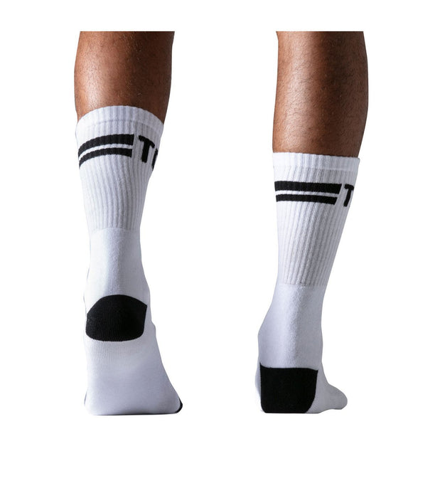 TOF PARIS Long Sport Sock Cushioned Sol Mid-Calf Sock White & Black 25