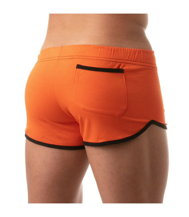 TOF PARIS Mesh Shorts Retro Microfiber Low-Waist Fitted Orange Short 5