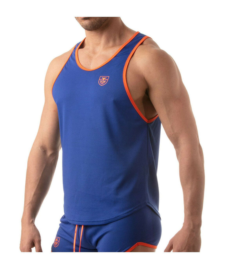TOF PARIS Mesh Tank Top Lightweight Flared-Cut Classy Sport Tank Royal Blue 5