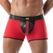 TOF PARIS Mid-Thigh Short Contrasting Front Pouch Stretch Boxer Shorts Red