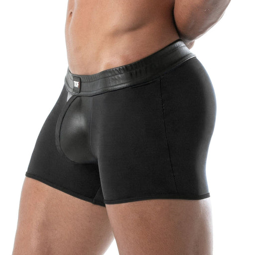 TOF PARIS Mid-Thigh Shorts Contrasting Front Pouch Stretch Boxer Short Black