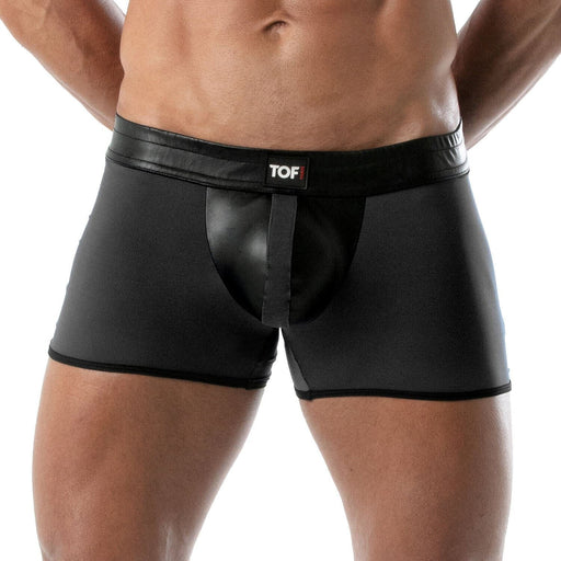 TOF PARIS Mid-Thigh Shorts Contrasting Front Pouch Stretch Boxer Short Black