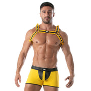 TOF PARIS Neoprene Bulldog Harness Adjustable H-Shaped Light Zamac Ring Yellow