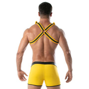 TOF PARIS Neoprene Bulldog Harness Adjustable H-Shaped Light Zamac Ring Yellow