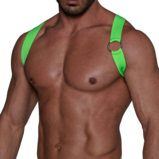 TOF PARIS Party Boy Wide Elastic Harness With Top Zamac Buckle Neon Green
