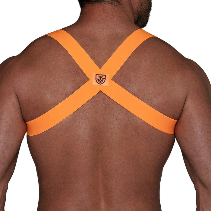 TOF PARIS Party Boy Wide Elastic Harness With Top Zamac Buckle Neon Orange