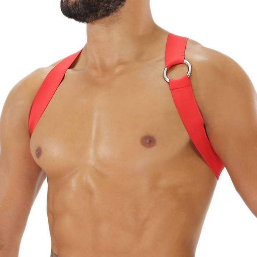 TOF PARIS Party Boy Wide Elastic Harness With Top Zamac Buckle Red