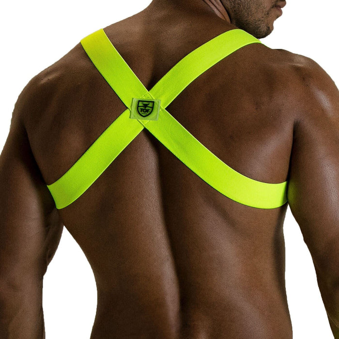 TOF PARIS Party Boy Wide Elastic Harness With Zamac Buckle  Neon Yellow