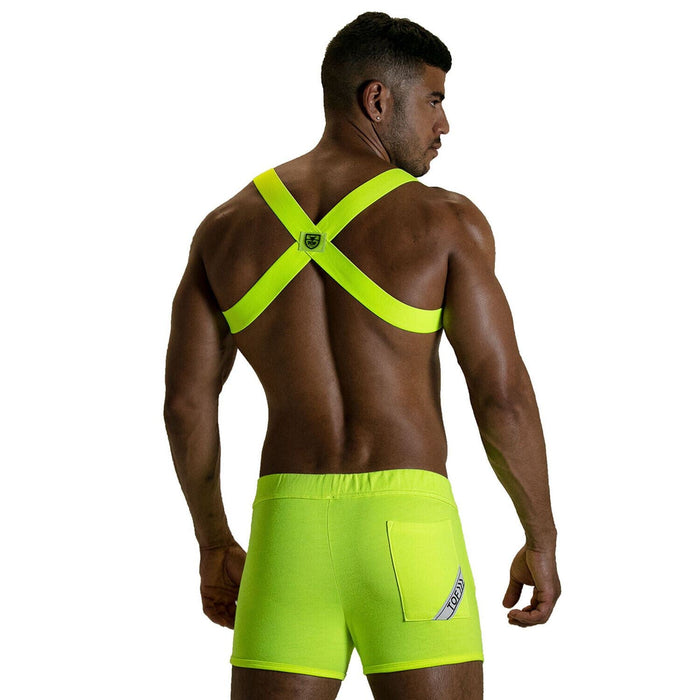 TOF PARIS Party Boy Wide Elastic Harness With Zamac Buckle  Neon Yellow