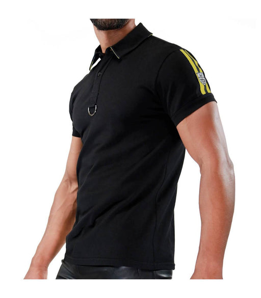 TOF PARIS Polo Shirt Smart Classic Original Elegance T-Shirt Black & Yellow