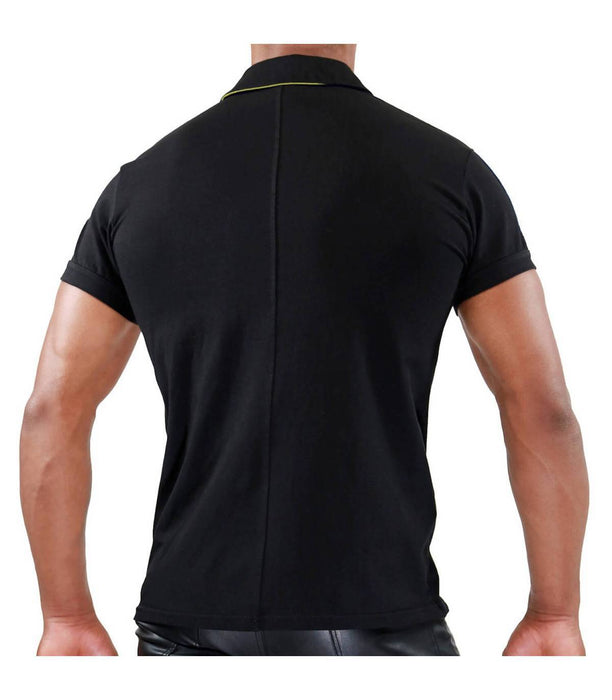 TOF PARIS Polo Shirt Smart Classic Original Elegance T-Shirt Black & Yellow