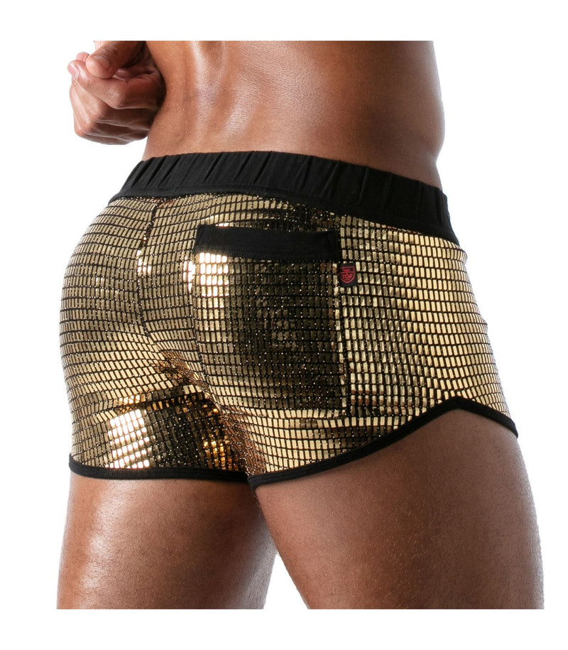 TOF PARIS Retro Short Star Mini-Shorts Glitery Fabric Gold