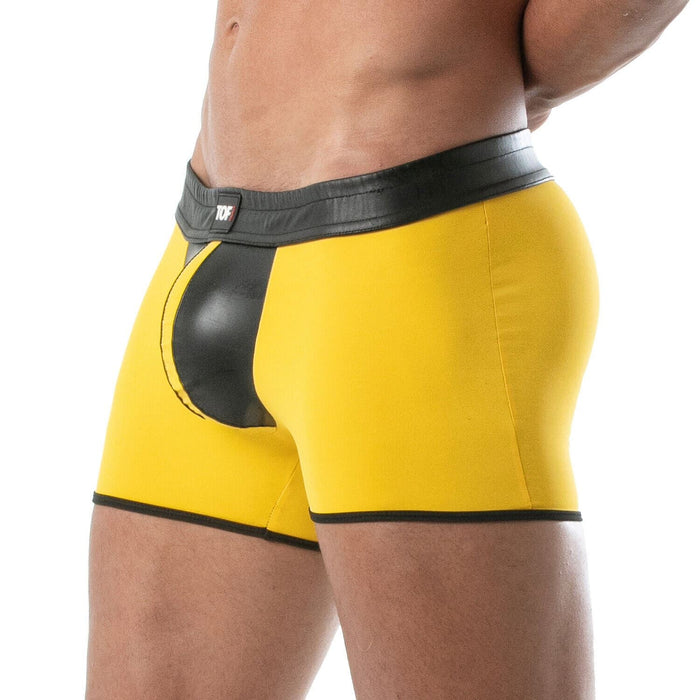 TOF PARIS Short Mid-Thigh Contrasting Front Pouch Stretchy Boxer Shorts Yellow