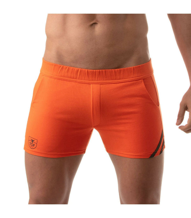 TOF PARIS Shorts Mid-Length Tight Fit Short Cotton Fleece Orange 4