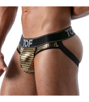 TOF PARIS Star Jockstrap Glitery Microfibre Jock-Brief Combo Gold