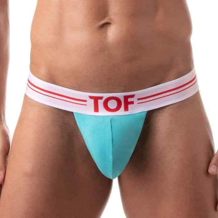 TOF PARIS Stringless Thong French Bi-Stretch Cotton Jersey Turquoise 23
