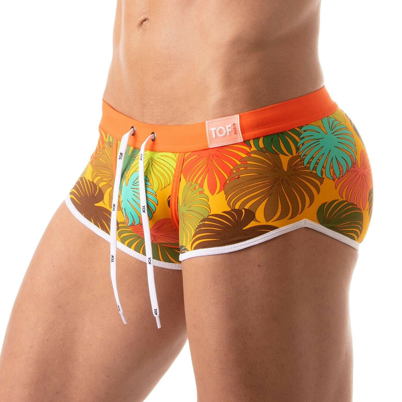 TOF PARIS Swim-Trunk Floral Eyelets Waistband Swim-Short Yellow