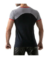 ''TOF PARIS'' T-Shirt Half-Striped Cotton Jersay Casual Modern Style Red 22 - SexyMenUnderwear.com