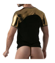 TOF PARIS T-Shirt Metal Lurex Edging Half-Cotton Half-Metallic Gold Shirt