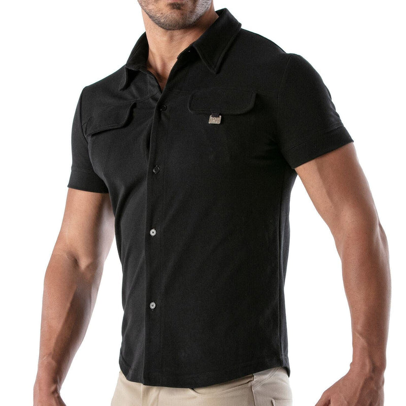 TOF PARIS T-Shirts Short-Sleeved Cotton Piqué Shirt Black