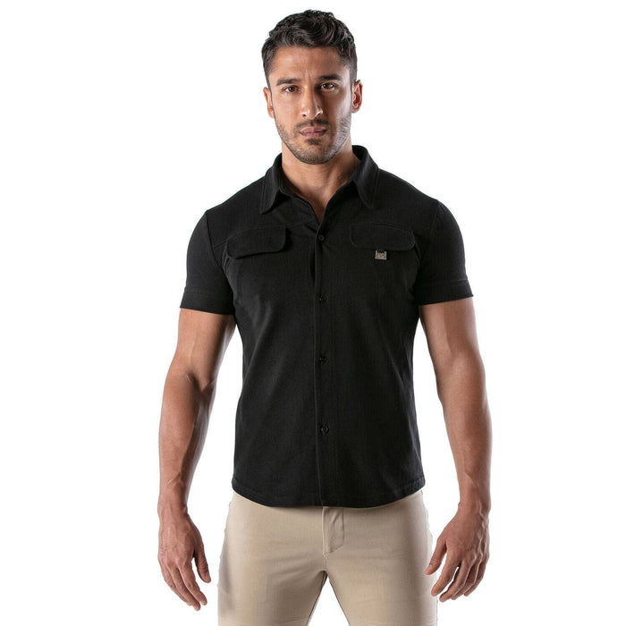TOF PARIS T-Shirts Short-Sleeved Cotton Piqué Shirt Black