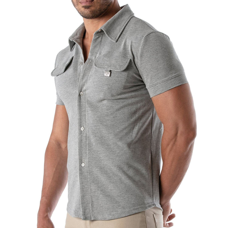 TOF PARIS T-Shirts Short-Sleeved Cotton Piqué Shirt Heather Grey