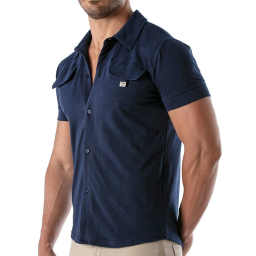 TOF PARIS T-Shirts Short-Sleeved Cotton Piqué Shirt Navy