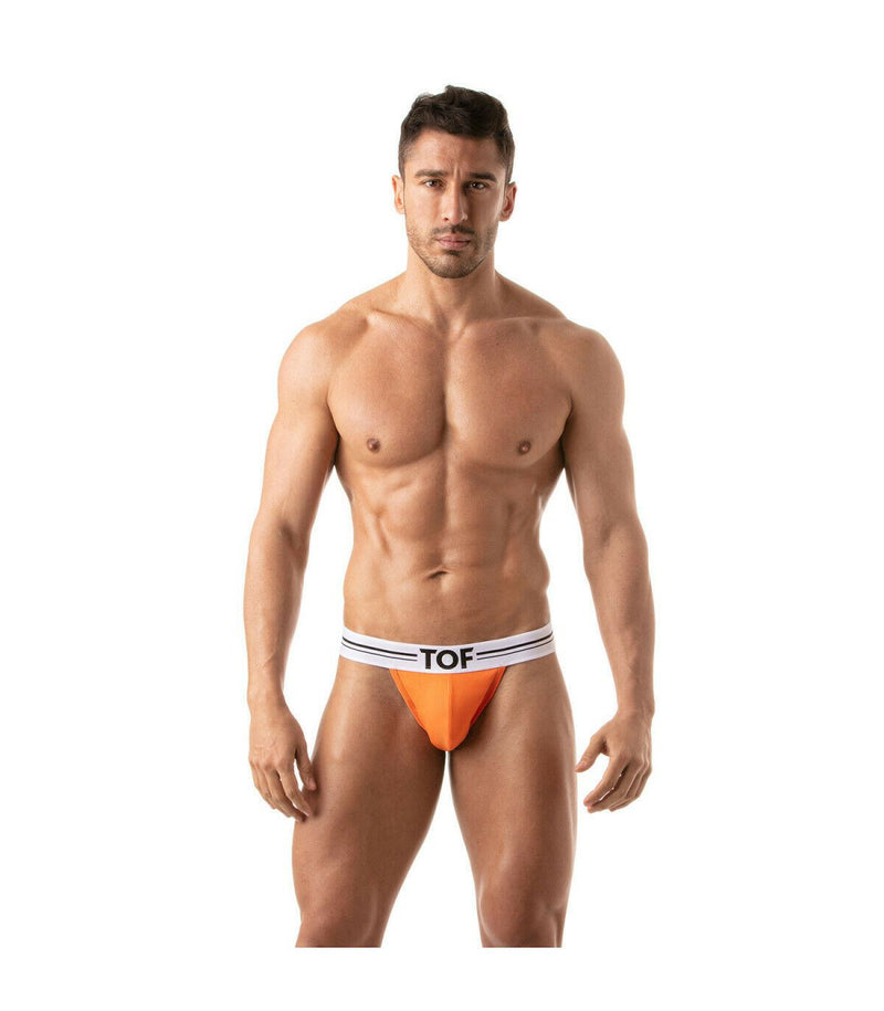 TOF PARIS Thong FRENCH Deep Lined Pouch Stretch Cotton Jersey Orange 4