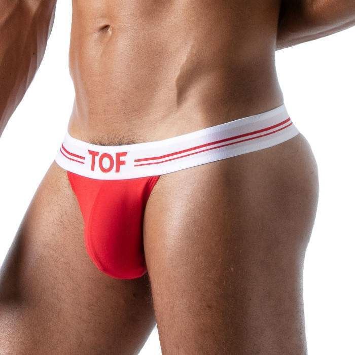 TOF PARIS Thong FRENCH Deep Lined Stretch Cotton Jersey Red 4