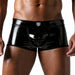 TOF PARIS Vinyl Boxer Trunks Stretchy Tight-Fit Waxed Leather-Look Shiny Black
