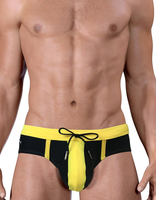 WildmanT Swimwear Moby Big Boy Pouch Swim-Brief Black & Yellow MDS-BR