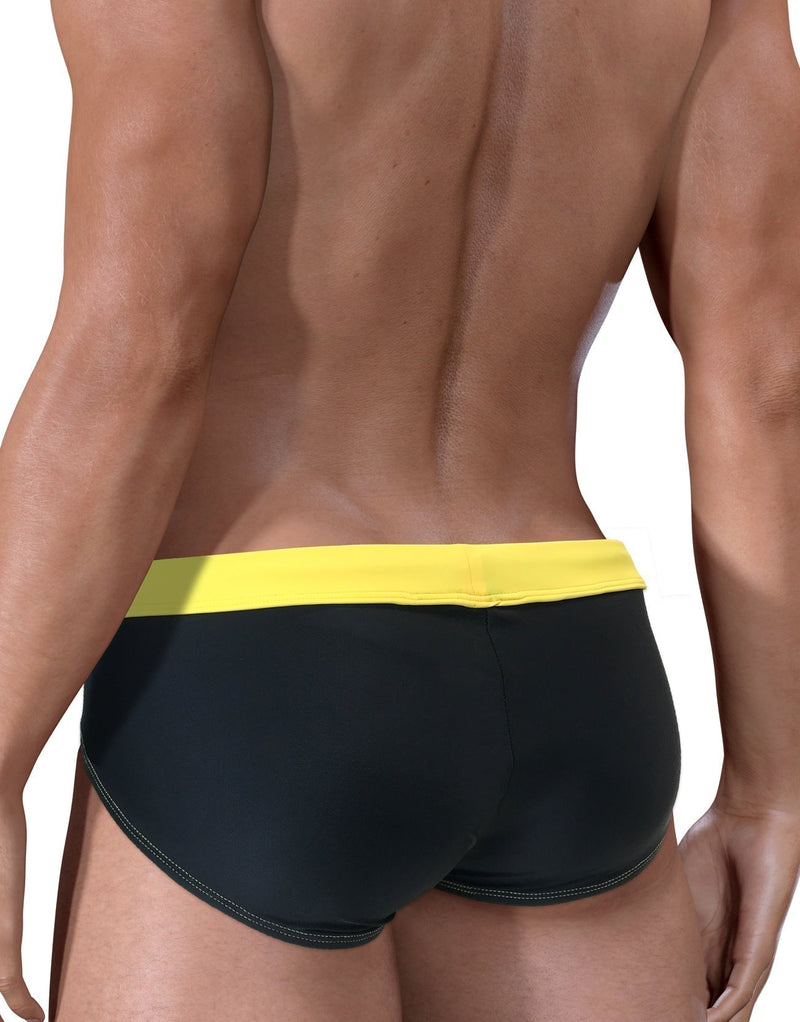 WildmanT Swimwear Moby Big Boy Pouch Swim-Brief Black & Yellow MDS-BR