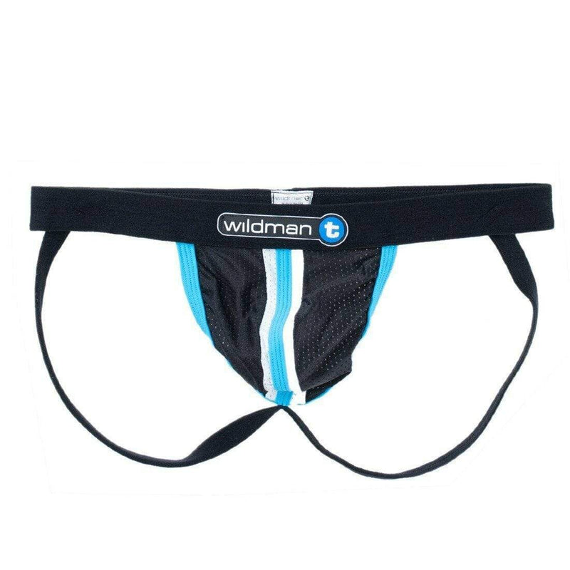 WildManT Jock Raw Sport Stripe Jockstrap with Duraband Waistband Blue WT-JS5 5